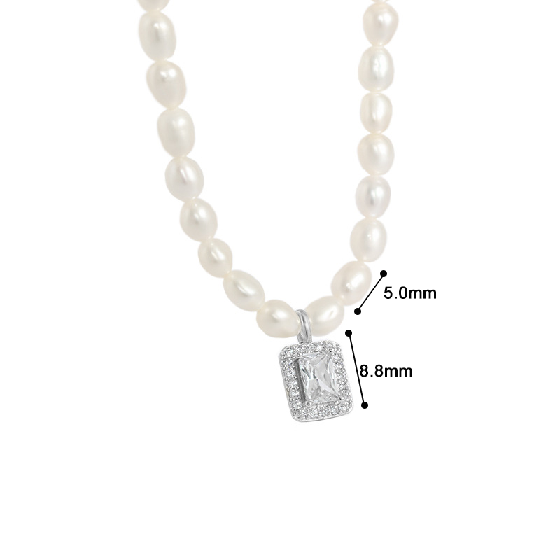 Unique Design Freshwater Pearl and Micro-Paved Zircon S925 Silver Necklace