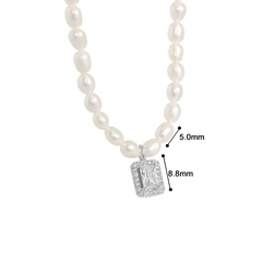 Unique Design Freshwater Pearl and Micro-Paved Zircon S925 Silver Necklace