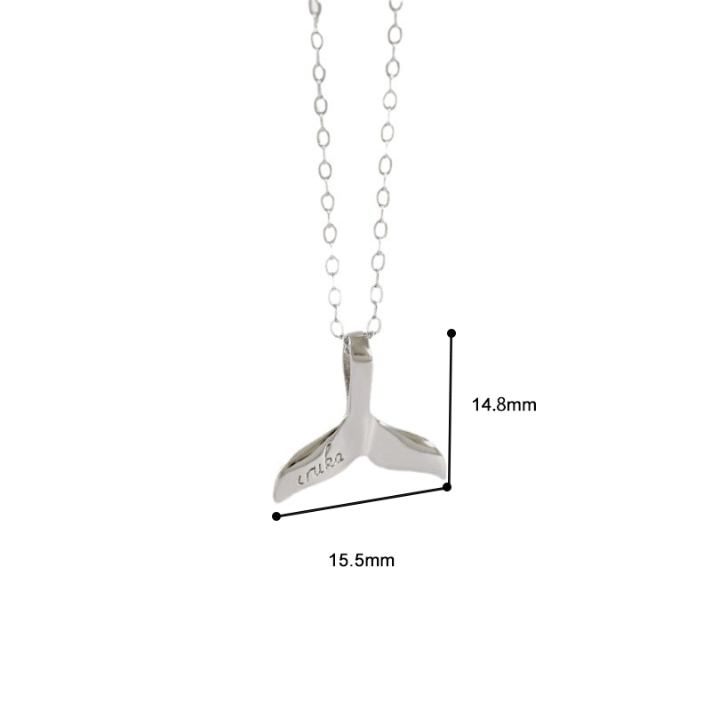 Silver Dolphin and Fish Tail Pendant Necklace