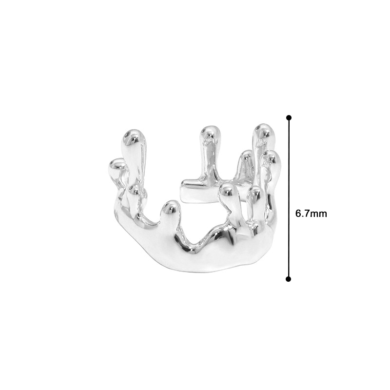 Irregular Candle Flame Shaped Crown Design Sterling Silver Adjustable Ring