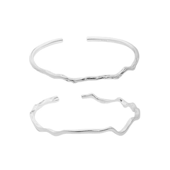 Simple Chic Irregular Line Texture  Sterling Silver Bracelet