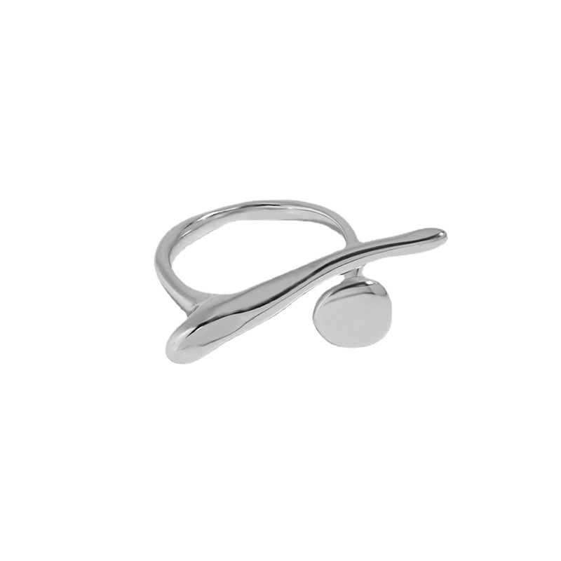 Irregular Surface Asymmetrical Sterling Silver Adjustable Ring