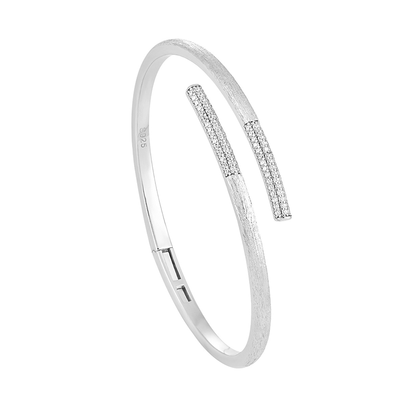 Personalized Silver Bangle, High-End Atmosphere, Studded Sterling Silver Bracelet