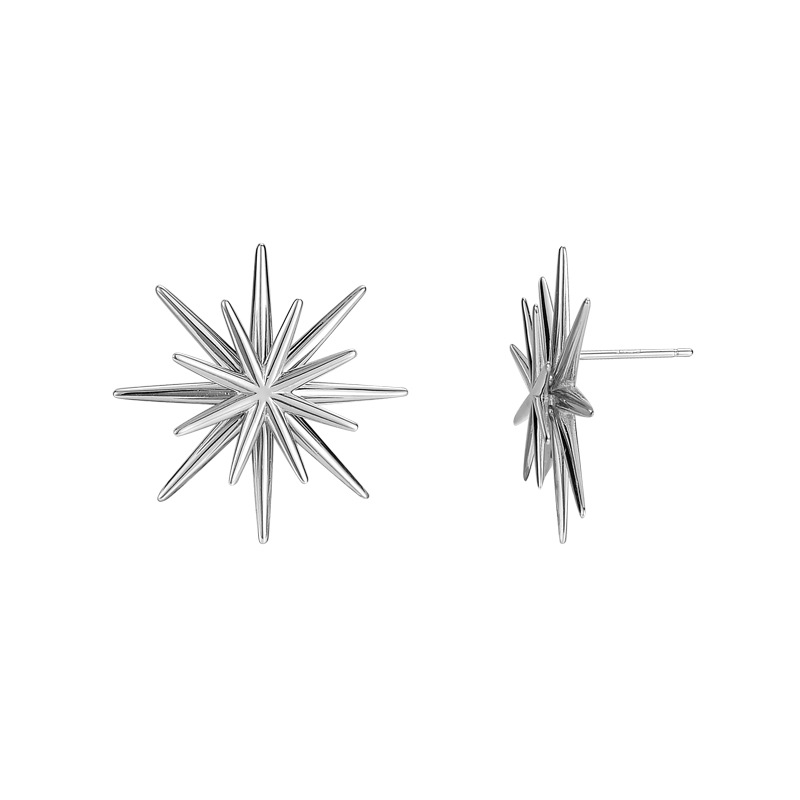 Sterling Silver Double-Layered Octagram Earrings