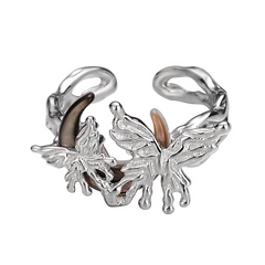 Sterling Silver, Butterfly Open Shell Moon Ring