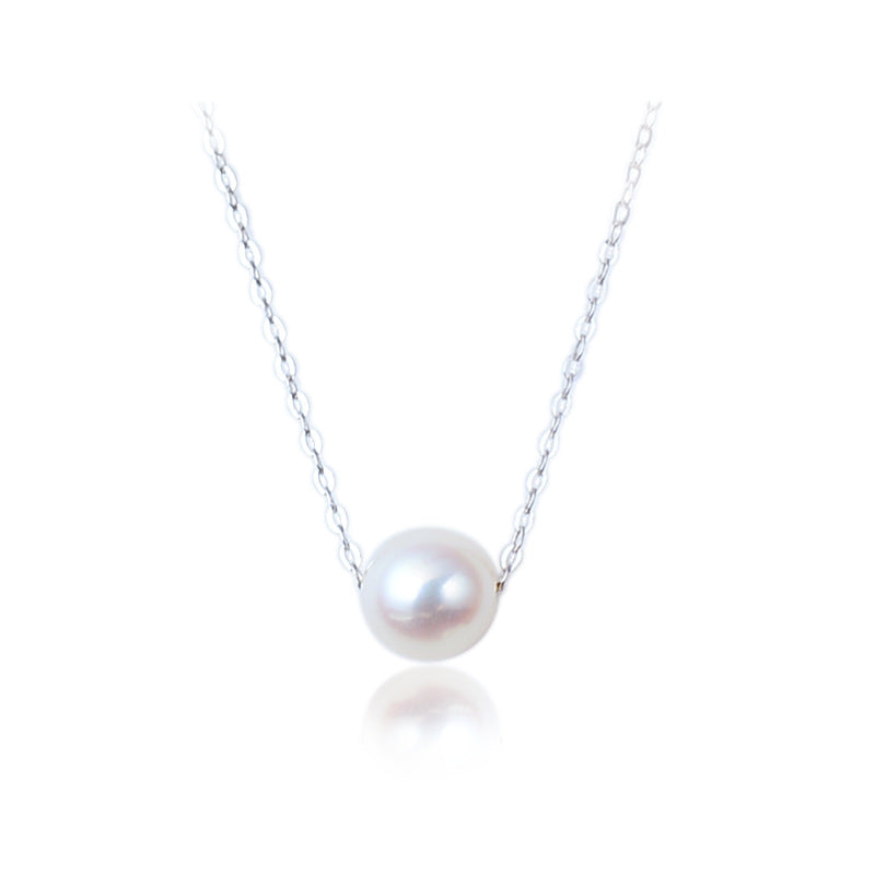 Sterling silver Minimalist Single Pearl Necklace