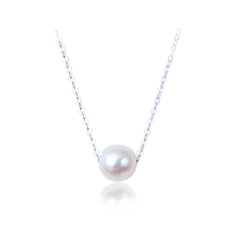 Sterling silver Minimalist Single Pearl Necklace