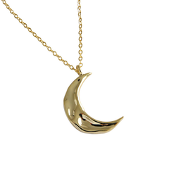 Sterling Silver Necklace with  Irregular Concave and Convex Moon Pendant, Clavicle Chain Jewelry