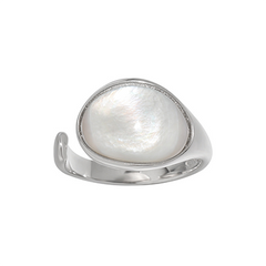 Geometric Oval Shell Stone Adjustable Ring