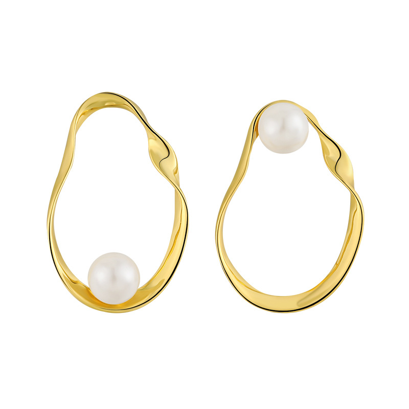 Oval Inlaid Pearl Sterling Silver Earrings