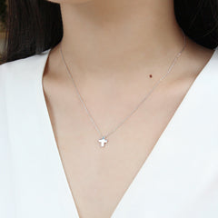 Sterling Silver Minimalist Cross Choker Necklace