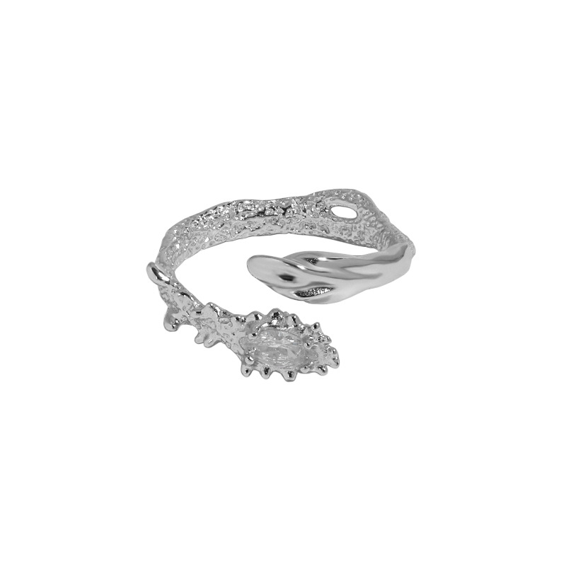 Original Design Floral Series Firework Texture with Zircon Stone Sterling Silver Adjustable Ring