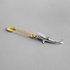 Gold-Plated Earrings Shark Pin Silver Earrings