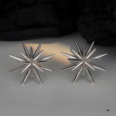 Sterling Silver Double-Layered Octagram Earrings