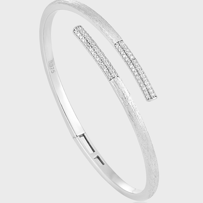 Personalized Silver Bangle, High-End Atmosphere, Studded Sterling Silver Bracelet