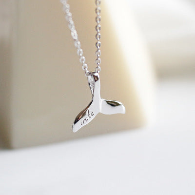 Silver Dolphin and Fish Tail Pendant Necklace