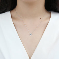 Sterling Silver Minimalist Cross Choker Necklace