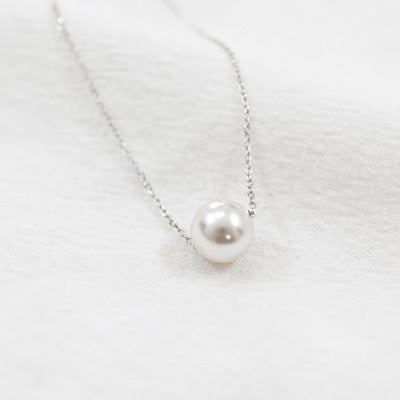 Sterling silver Minimalist Single Pearl Necklace