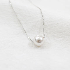 Sterling silver Minimalist Single Pearl Necklace