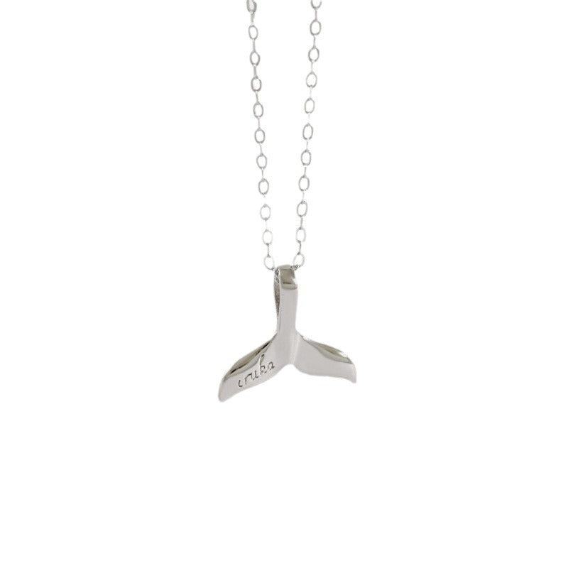 Silver Dolphin and Fish Tail Pendant Necklace