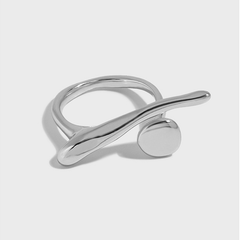 Irregular Surface Asymmetrical Sterling Silver Adjustable Ring