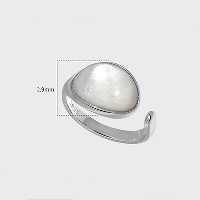 Geometric Oval Shell Stone Adjustable Ring