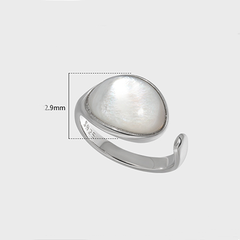 Geometric Oval Shell Stone Adjustable Ring