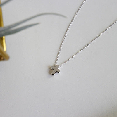 Sterling Silver Minimalist Cross Choker Necklace