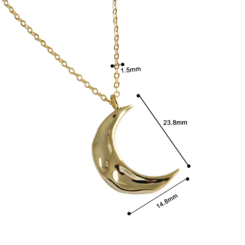 Sterling Silver Necklace with  Irregular Concave and Convex Moon Pendant, Clavicle Chain Jewelry