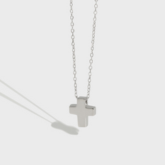 Sterling Silver Minimalist Cross Choker Necklace