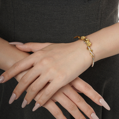 Sterling Silver Rose Flower Bicolor Bangle