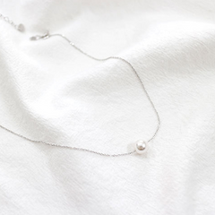 Sterling silver Minimalist Single Pearl Necklace