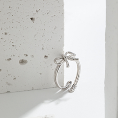 Chic Butterfly Knot Texture Silver Adjustable Ring