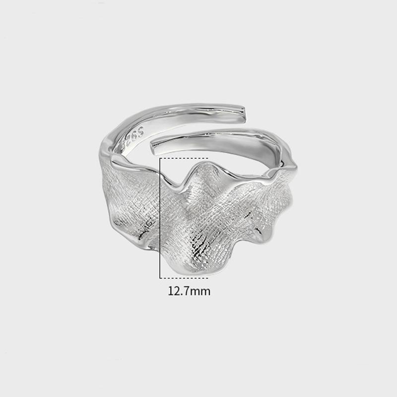 Irregular Texture with Folded Pleats Sterling Silver Adjustable Ring