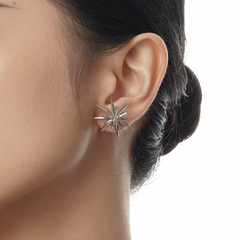 Sterling Silver Double-Layered Octagram Earrings