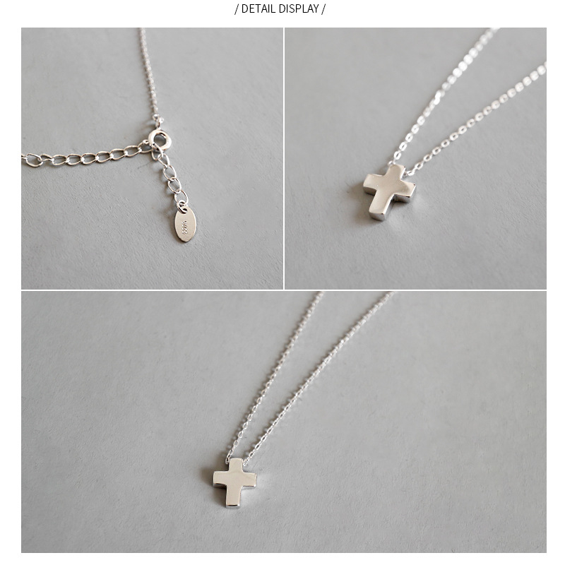 Sterling Silver Minimalist Cross Choker Necklace