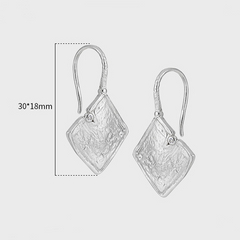 Lava Texture Geometric Square Sterling Silver Earrings