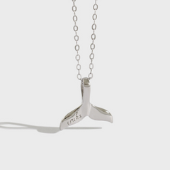 Silver Dolphin and Fish Tail Pendant Necklace