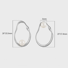 Oval Inlaid Pearl Sterling Silver Earrings