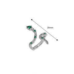 Slytherin Serpent Green Zircon Texture Sterling Silver Adjustable Ring