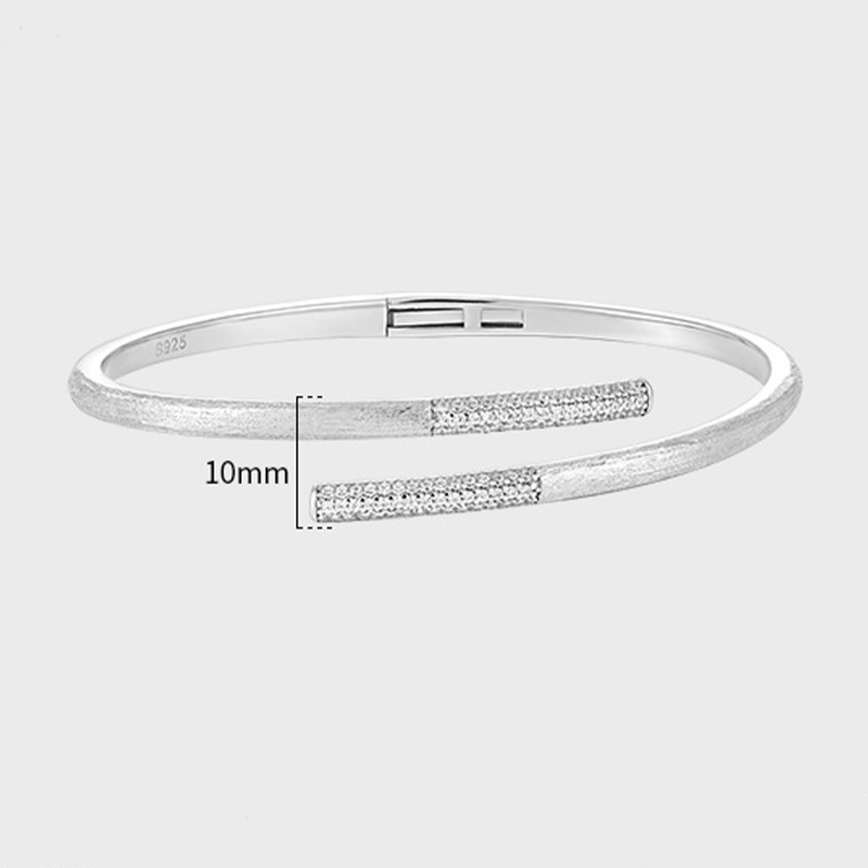 Personalized Silver Bangle, High-End Atmosphere, Studded Sterling Silver Bracelet