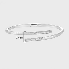 Personalized Silver Bangle, High-End Atmosphere, Studded Sterling Silver Bracelet