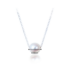 Sterling silver Minimalist Single Pearl Necklace