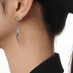 Sterling Silver Long Geometric Wing Earrings