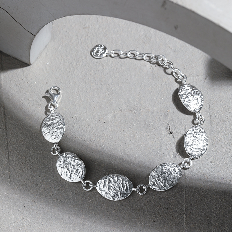 Chic Leaf Texture S925 Sterling Silver Bracelet